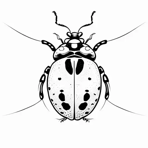 black and white ladybug fine line tattoo design idea