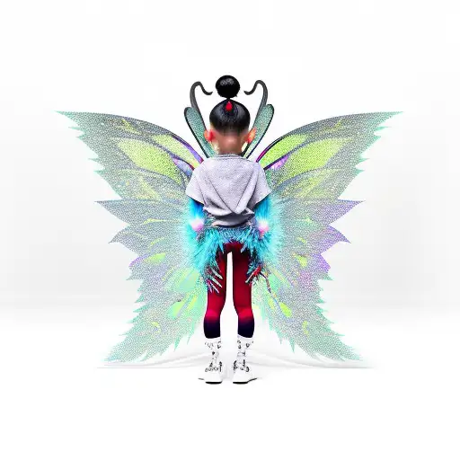 spikey fairy wings tattoo design idea