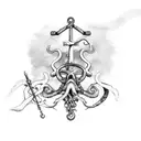 Carrier with squid and anchor tattoo design idea