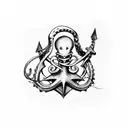 Carrier with squid and anchor tattoo design idea