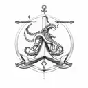 Carrier with squid and anchor tattoo design idea