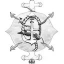 Aircraft Carrier with squid and anchor tattoo design idea