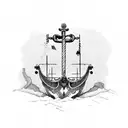 Aircraft Carrier with squid and anchor tattoo design idea