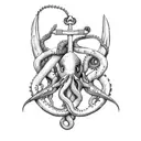 Aircraft Carrier with squid and anchor tattoo design idea