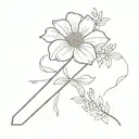 cross with birth flowers wrapped tattoo design idea