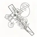 cross with birth flowers wrapped tattoo design idea