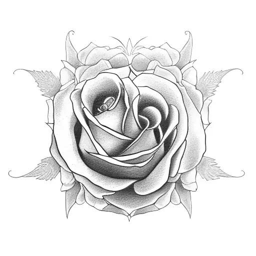 arcangel gabriel with roses & angels tattoo design idea