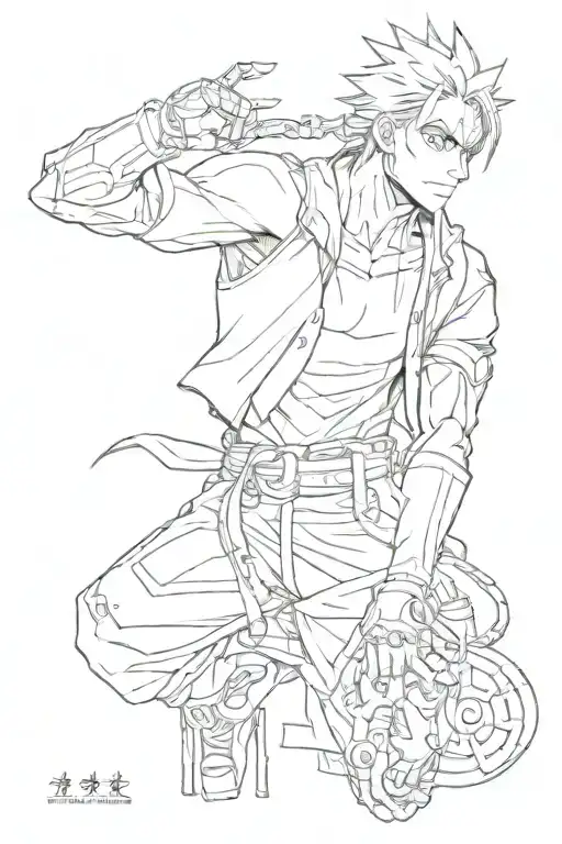 full metal alchemist mixed with jujutsu kaisen inspired tattoo tattoo design idea