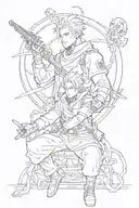 full metal alchemist mixed with jujutsu kaisen tattoo design idea