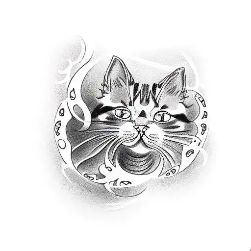 a composition with cat and dogs paw shapes tattoo design idea