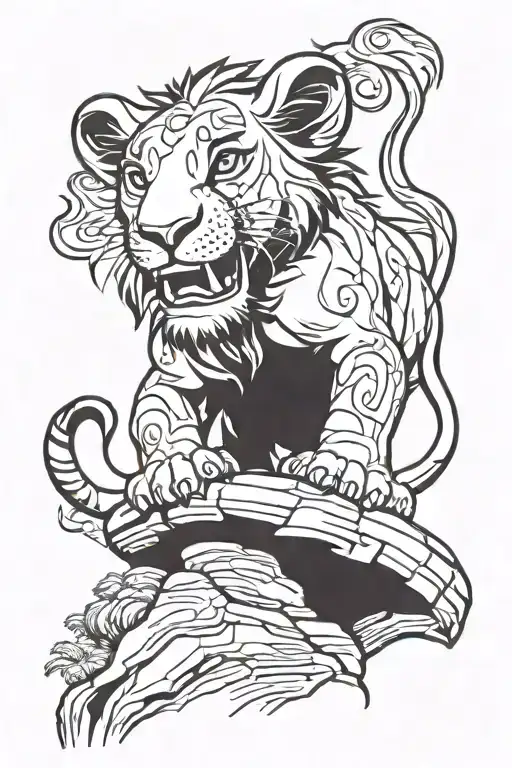 Simba from the Lion King on Pride Rock climbing tattoo tattoo design idea