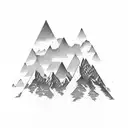 A psychedelic mountain range merging with a digital skyline tattoo design idea