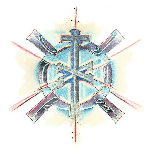 Christian Cross "Romans 8:18" banner  tattoo design idea