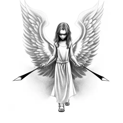 angel holding ps5 controller  tattoo design idea
