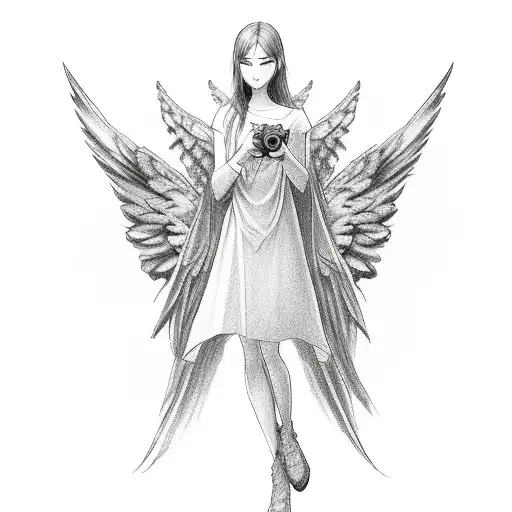 angel holding ps5 controller  tattoo design idea