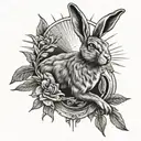 hare with sun rays shining tattoo design idea