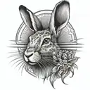 hare with sun rays shining tattoo design idea