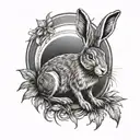 hare with sun rays shining tattoo design idea