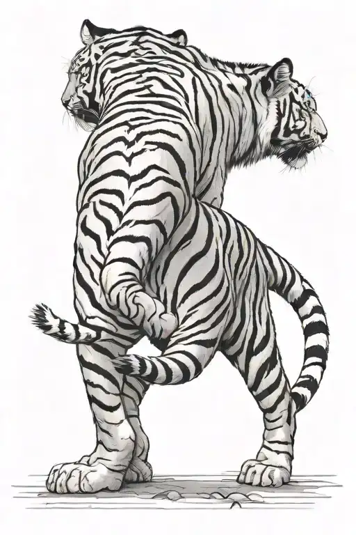 tiger walking tattoo design idea