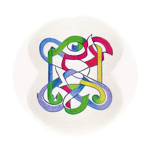 Medieval music notes intertwined with a baker's rolling pin tattoo design idea