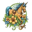 bluebells shamrock horseshoes fairies dancing flowers horses bells  tattoo design idea