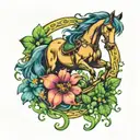 bluebells shamrock horseshoes fairies dancing flowers horses bells  tattoo design idea