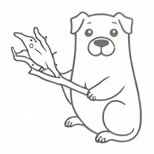 cute ghost holding a staffy dog tattoo design idea