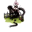 dark fantasy girl hentai dragon sword having affair with muscled knight tattoo design idea