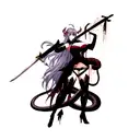 dark fantasy girl hentai dragon sword having affair with muscled knight tattoo design idea