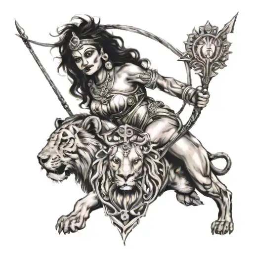 Durga's trident and her lion  tattoo design idea