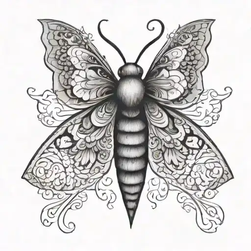 Moth with portuguese tiled wings  tattoo design idea