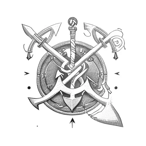 taurus with anchor and compass and tree and lily-of-the-valley tattoo design idea