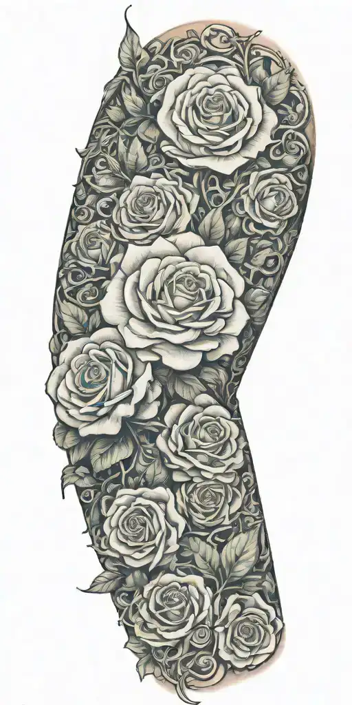 roses, honeysuckle, daisys and vines wrapped around my arm tattoo design idea