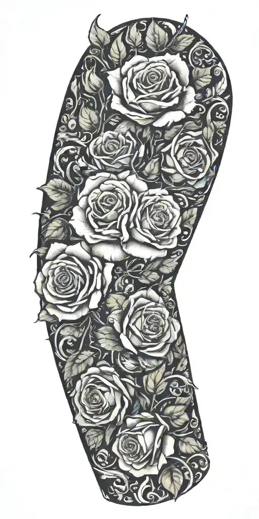 roses and vines wrapped around my arm tattoo design idea