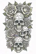 roses and skulls tattoo design idea
