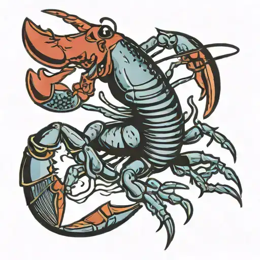 crawfish smoking a cigarette  tattoo design idea