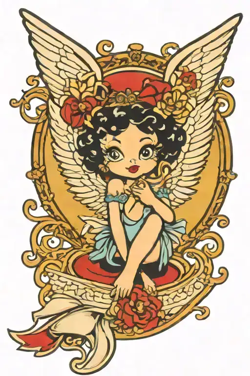 Betty boop angel tattoo design idea