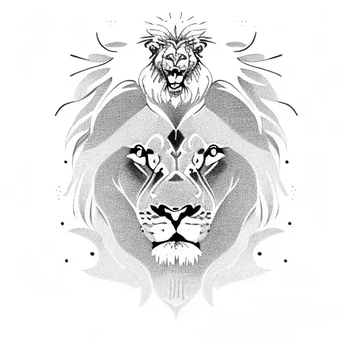 lion with two cubs tattoo design idea