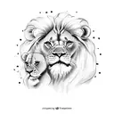 lion with two cubs tattoo design idea