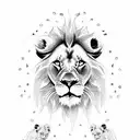 lion with two cubs tattoo design idea