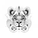 lion with two cubs tattoo design idea