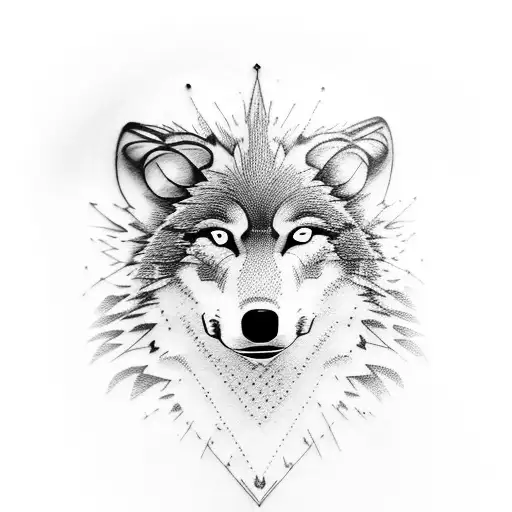 wolf biting human head tattoo design idea