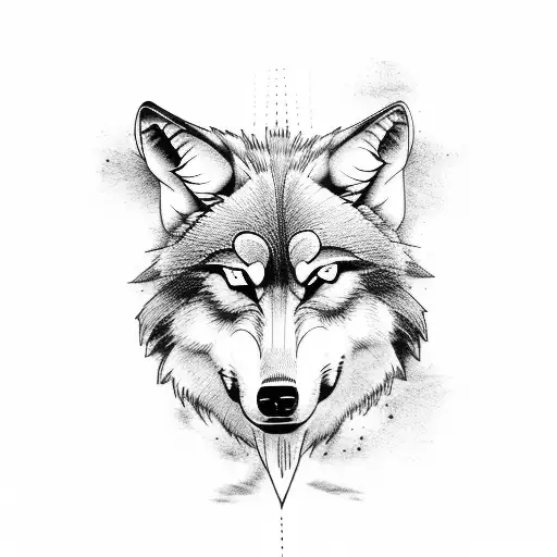 wolf biting human skull tattoo design idea