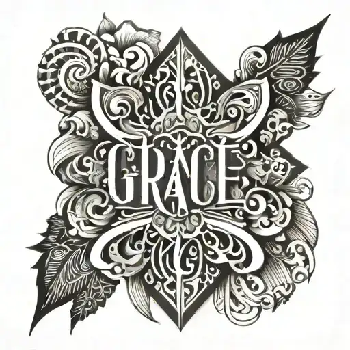 grace upon grace written vertically tattoo design idea