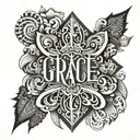 grace upon grace written vertically tattoo design idea