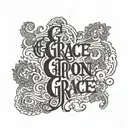 grace upon grace written vertically tattoo design idea