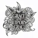 grace upon grace written vertically tattoo design idea