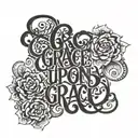 grace upon grace written vertically tattoo design idea