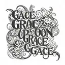 grace upon grace written vertically tattoo design idea