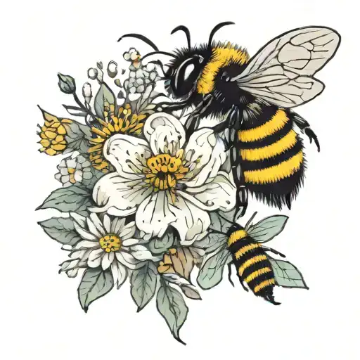 wild flower bumble bee butterflies spin tattoo tattoo design idea